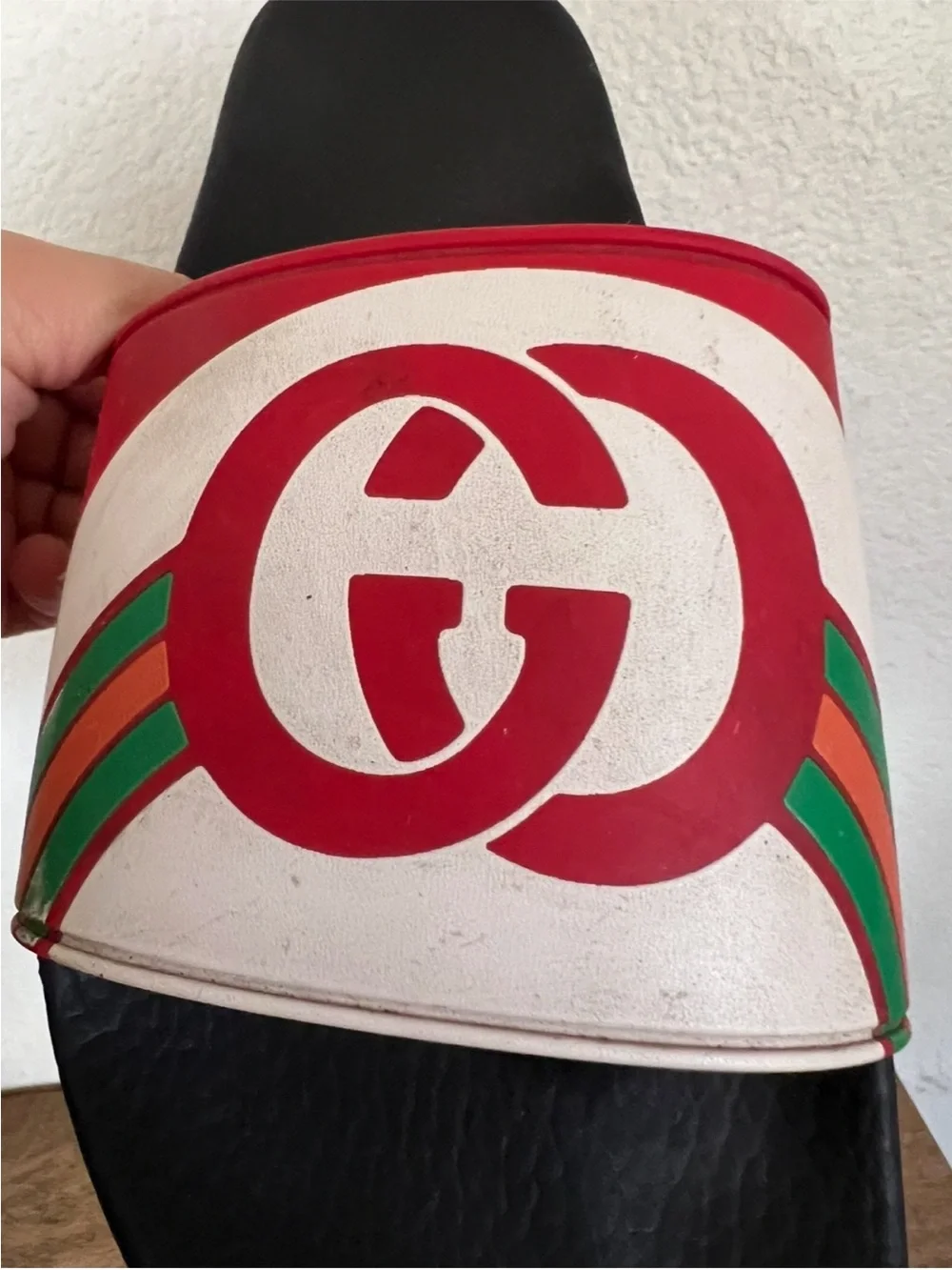 Gucci Red GG Rainbow Pool Slides Size 9